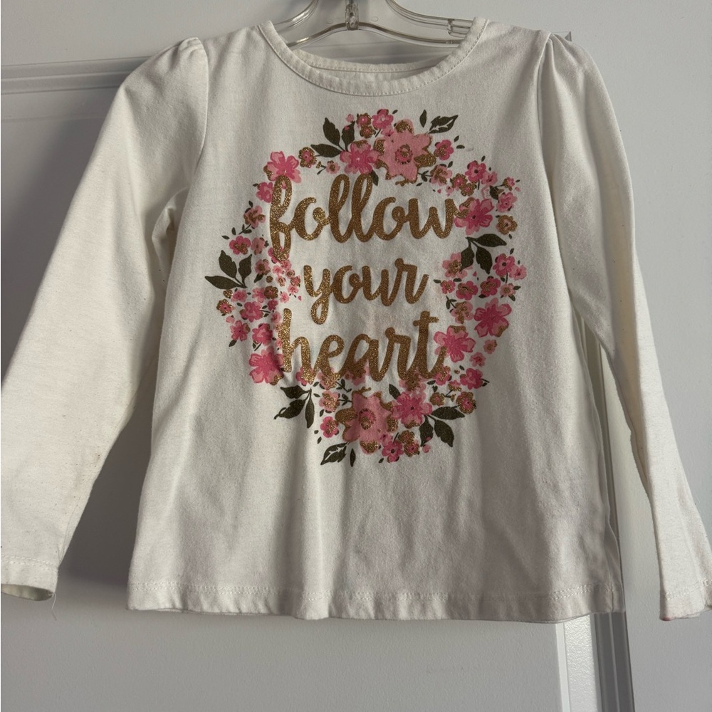 Epic Threads Girls White Floral 'Follow Your Heart' Long Sleeve Tee